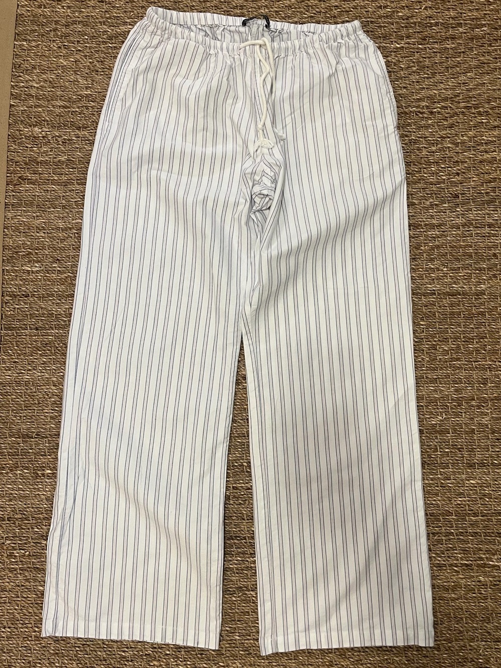 Brandy Melville drawstring White Pants  Red & Blue Pinstripes one size